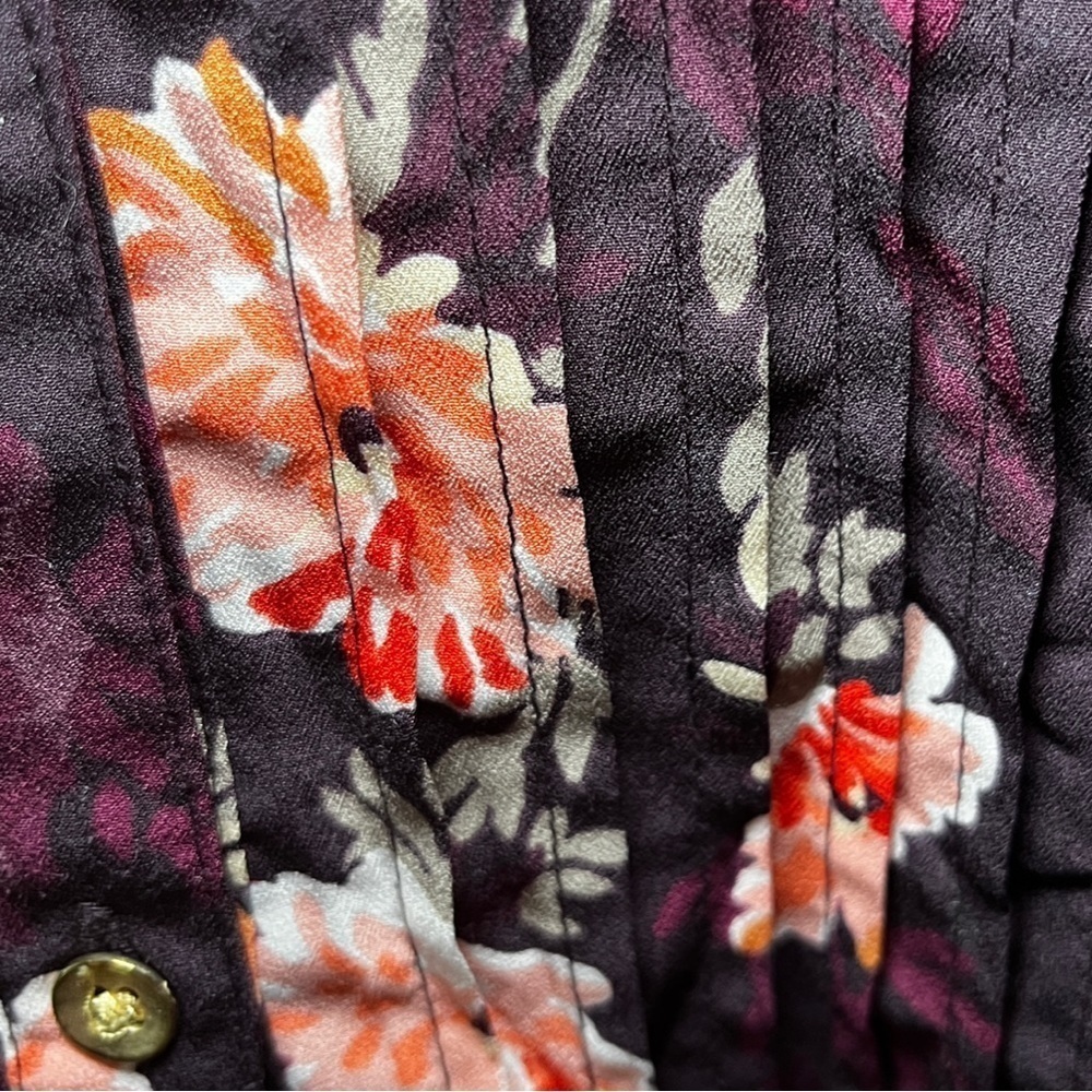 CROFT&BARROW Purple and Orange Button Down Long Sleeve Top with Pleating… - Picture 7 of 8